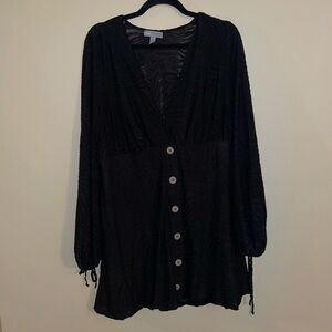 ASOS Women  Long Sleeve Mesh Dress with ties on sleeve Black Size 12